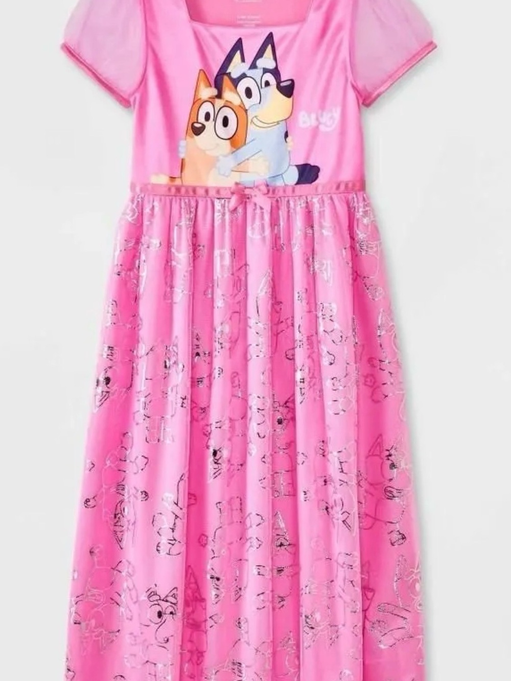 Pink Girls' Bluey Nightgown with Character Print